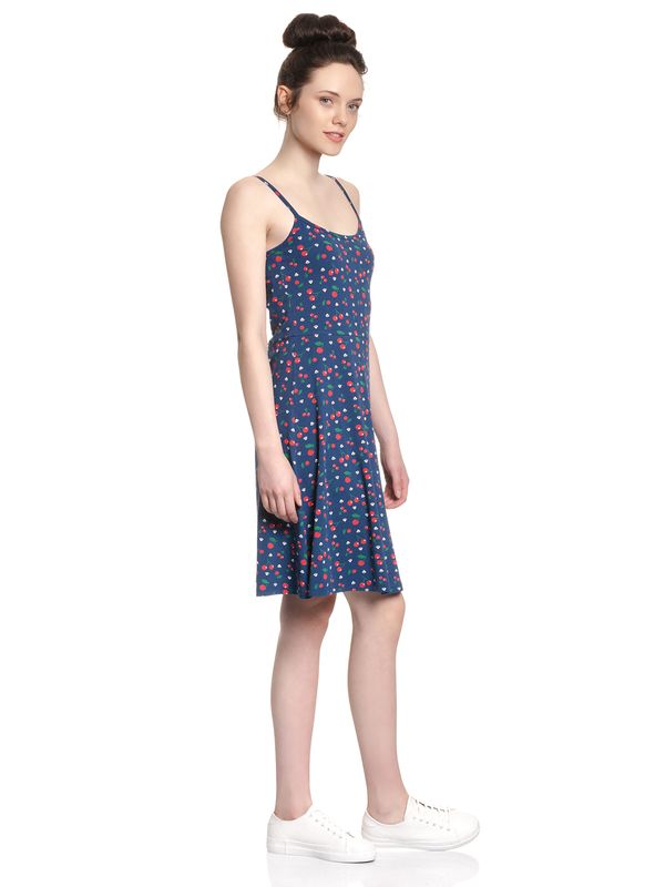 Nastrovje Potsdam Pussy Deluxe Cat Paws & Cherries Damen Spaghettikleid blau allover Online Shopping