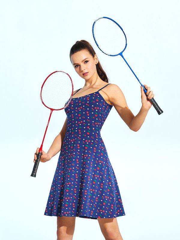 Nastrovje Potsdam Pussy Deluxe Cat Paws & Cherries Damen Spaghettikleid blau allover Online Shopping