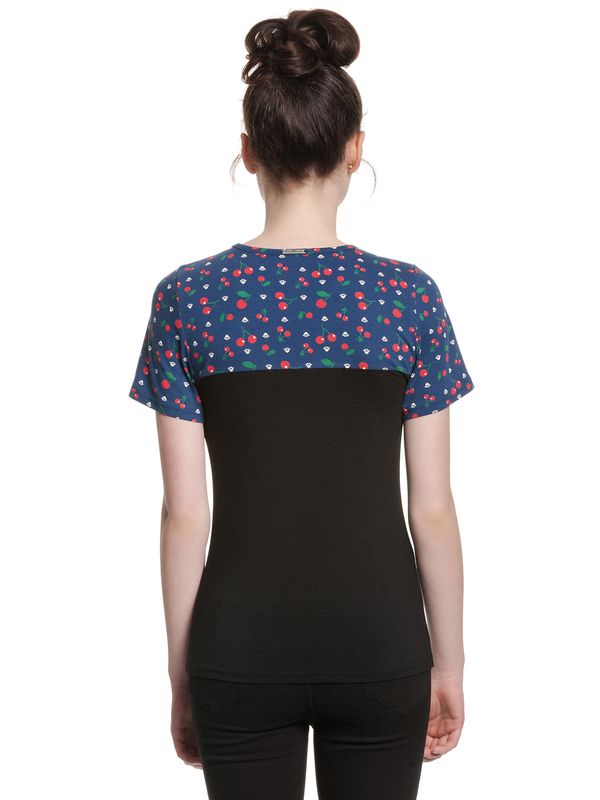 Nastrovje Potsdam Pussy Deluxe Cat Paws & Cherries Damen T-Shirt schwarz/allover Exklusivangebot