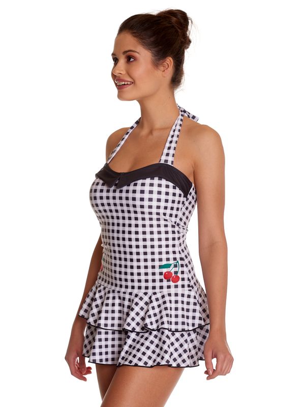 Nastrovje Potsdam Pussy Deluxe Collar Plaid Damen Badeanzug schwarz/weiß Weihnachtsangebot