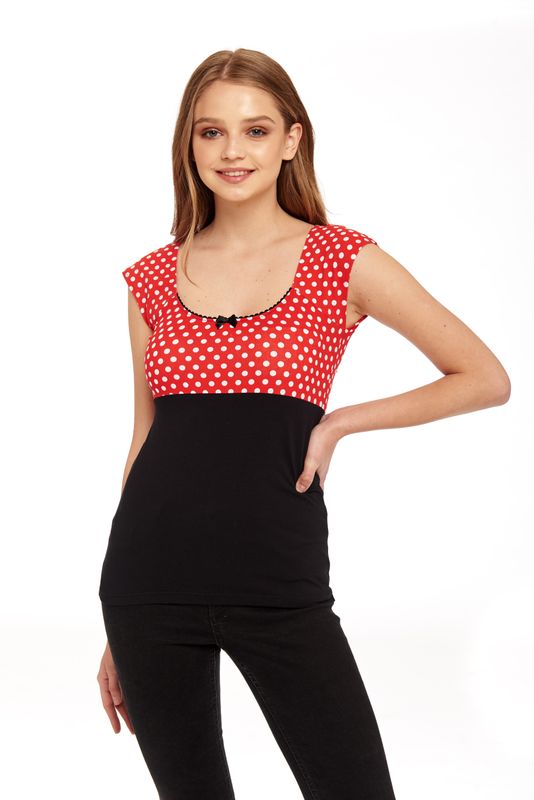 Nastrovje Potsdam Pussy Deluxe Red Dots Basic Shirt schwarz / rot allover Nur noch ein Tag übrig