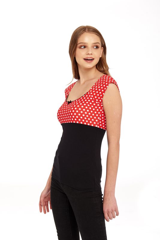 Nastrovje Potsdam Pussy Deluxe Red Dots Basic Shirt schwarz / rot allover Nur noch ein Tag übrig