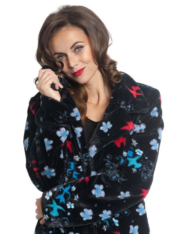 Nastrovje Potsdam Pussy Deluxe Blossom Coat Damen Wintermantel schwarz allover Speichern exportieren