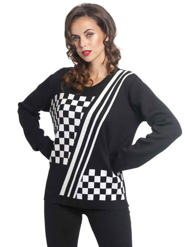 Nastrovje Potsdam Pussy Deluxe Checkered Knit Damen Strickpullover schwarz/weiß 50% Rabatt für begrenzte Zeit