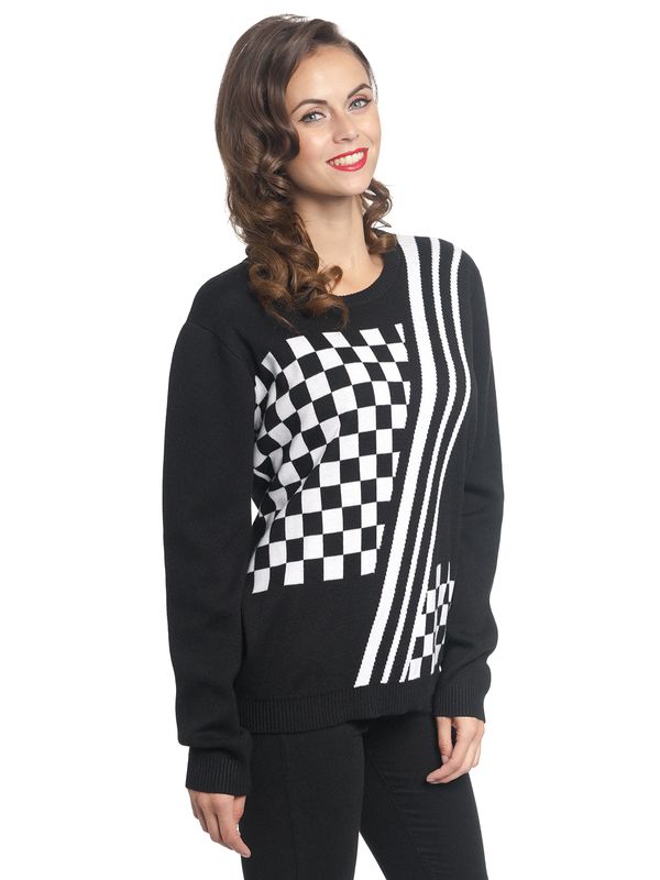 Nastrovje Potsdam Pussy Deluxe Checkered Knit Damen Strickpullover schwarz/weiß 50% Rabatt für begrenzte Zeit