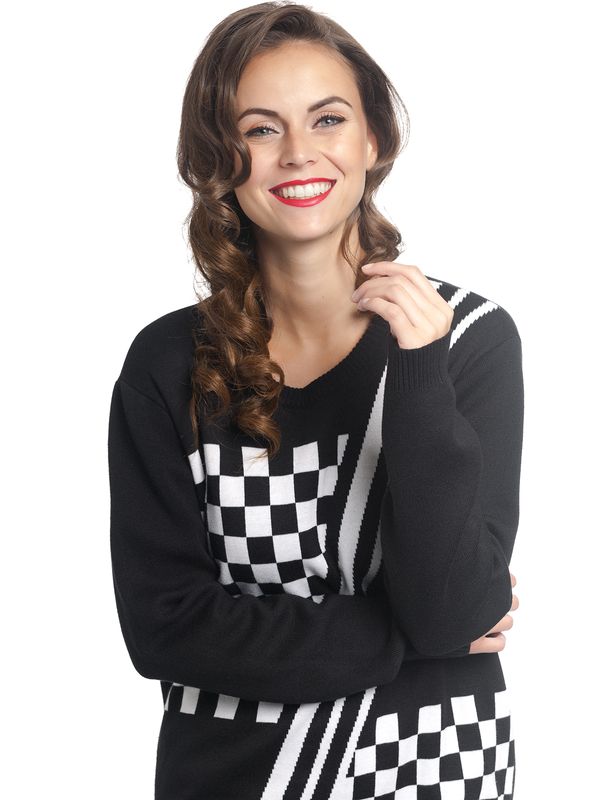 Nastrovje Potsdam Pussy Deluxe Checkered Knit Damen Strickpullover schwarz/weiß 50% Rabatt für begrenzte Zeit