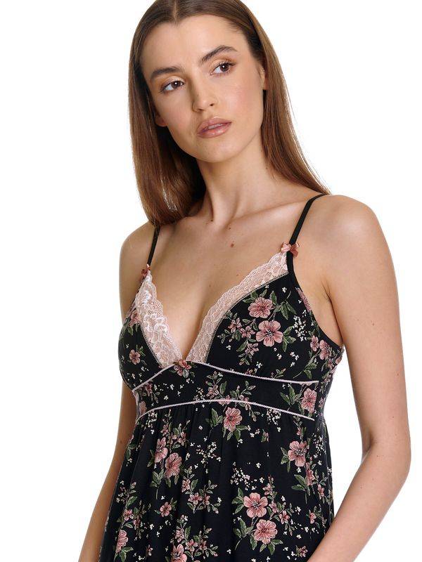 Nastrovje Potsdam Vive Maria Hibiscus Dream Damen Negligée schwarz allover Kostenloser Versand