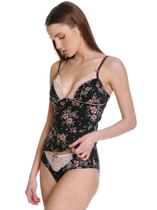 Nastrovje Potsdam Vive Maria Hibiscus Dream Damen Wäscheset: Top mit Slip schwarz allover Limitierter Zeitrabatt