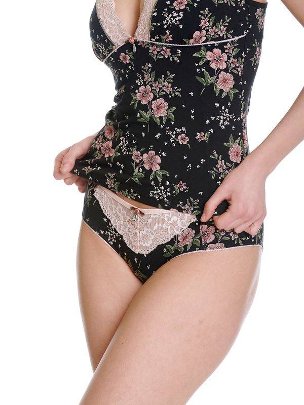Nastrovje Potsdam Vive Maria Hibiscus Dream Damen Wäscheset: Top mit Slip schwarz allover Limitierter Zeitrabatt