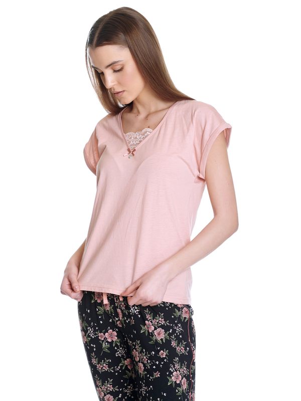 Nastrovje Potsdam Vive Maria Hibiscus Dream Damen Pyjama lightpink/schwarz allover Sonderangebot