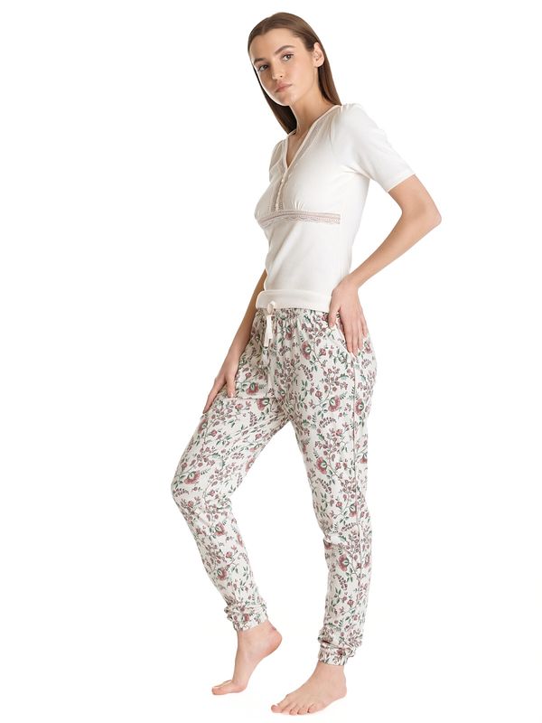 Nastrovje Potsdam Vive Maria Hidden Garden Damen Pyjama creme/allover Großer Ausverkauf