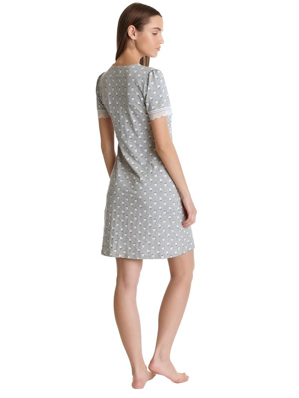 Nastrovje Potsdam Vive Maria Blue Rose Damen Nachthemd grau meliert allover Begrenztes Angebot