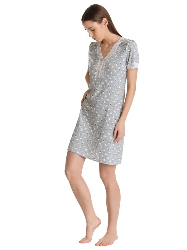 Nastrovje Potsdam Vive Maria Blue Rose Damen Nachthemd grau meliert allover Begrenztes Angebot