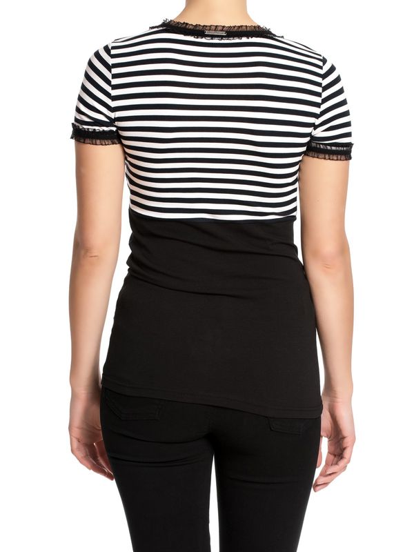 Nastrovje Potsdam Pussy Deluxe Stripey black/white on black Damen T-Shirt schwarz/weiß Vatertagsangebot