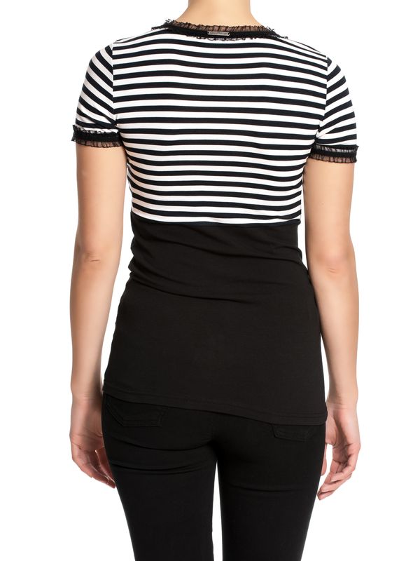 Nastrovje Potsdam Pussy Deluxe Stripey black/white on black Damen T-Shirt schwarz/weiß Vatertagsangebot