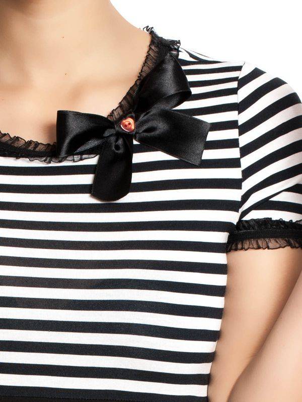 Nastrovje Potsdam Pussy Deluxe Stripey black/white on black Damen T-Shirt schwarz/weiß Vatertagsangebot