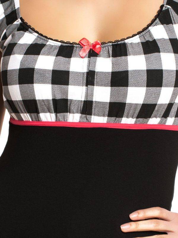 Nastrovje Potsdam Pussy Deluxe Evie Plaid Damen T-Shirt schwarz/weiß Valentinstagsangebot
