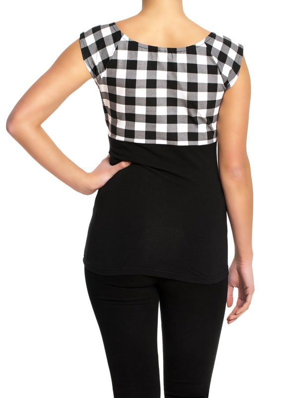 Nastrovje Potsdam Pussy Deluxe Evie Plaid Damen T-Shirt schwarz/weiß Valentinstagsangebot