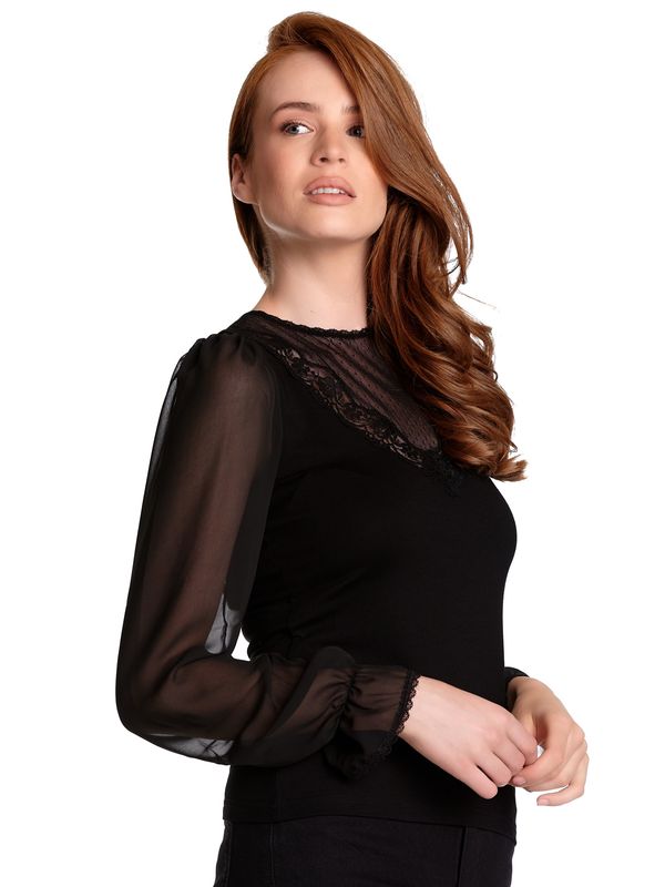 Nastrovje Potsdam Vive Maria Lace Dream Damen Langarmshirt schwarz Heißer Verkauf