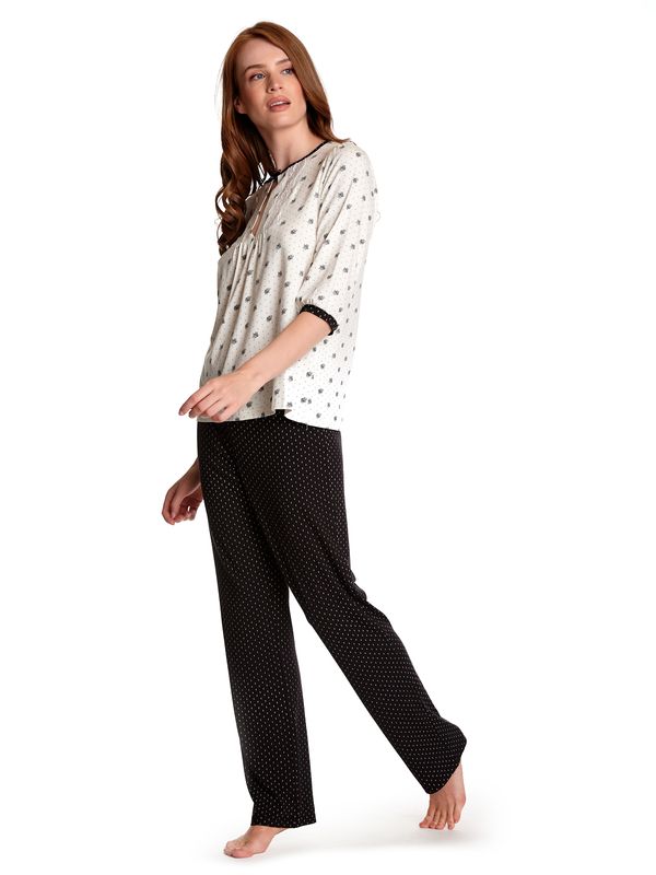 Nastrovje Potsdam Vive Maria Bisou Pour Toi Damen Pyjama creme allover/schwarz allover Muttertagsangebot