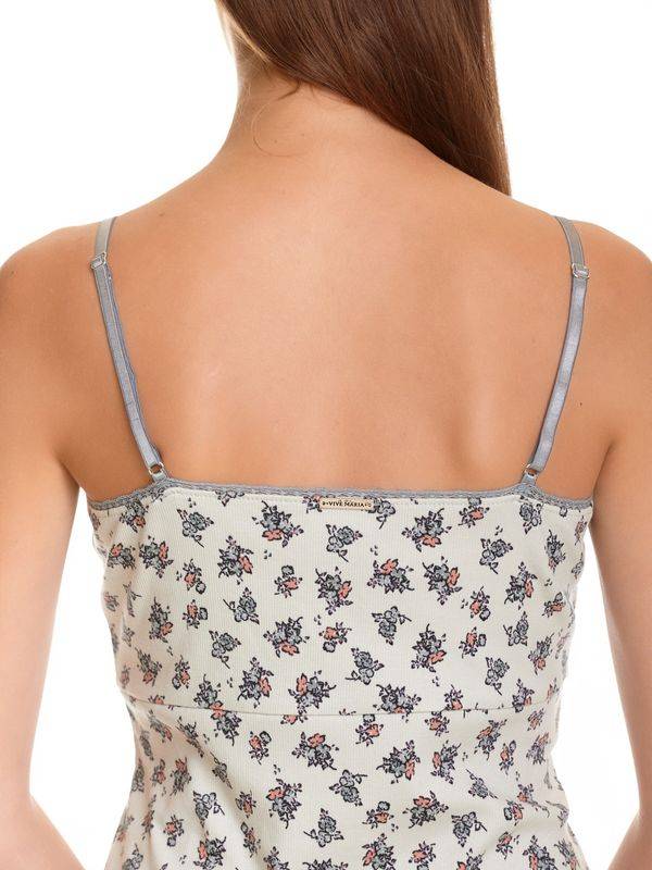 Nastrovje Potsdam Vive Maria Sugar Boudoir Damen Wäscheset: Top mit Slip hellgrau allover Lagerräumung