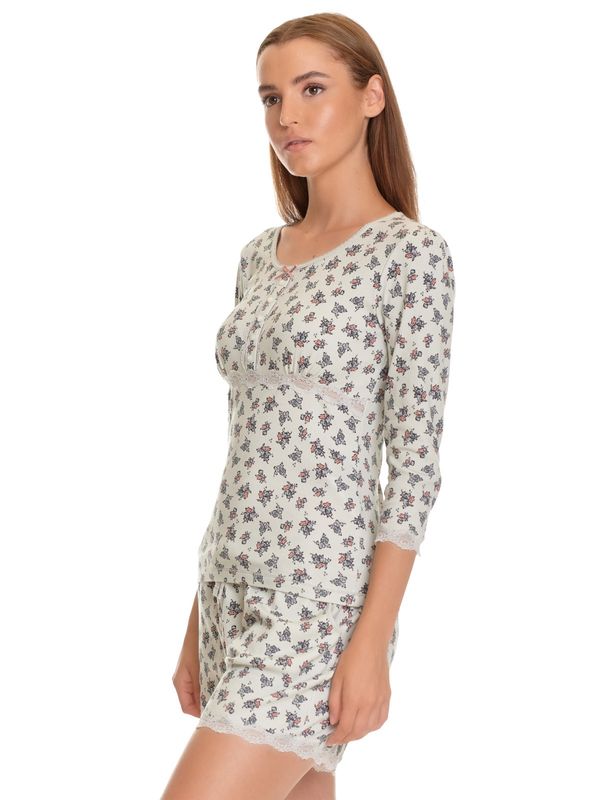 Nastrovje Potsdam Vive Maria Sugar Girl Damen Pyjama hellgrau allover Top Angebot