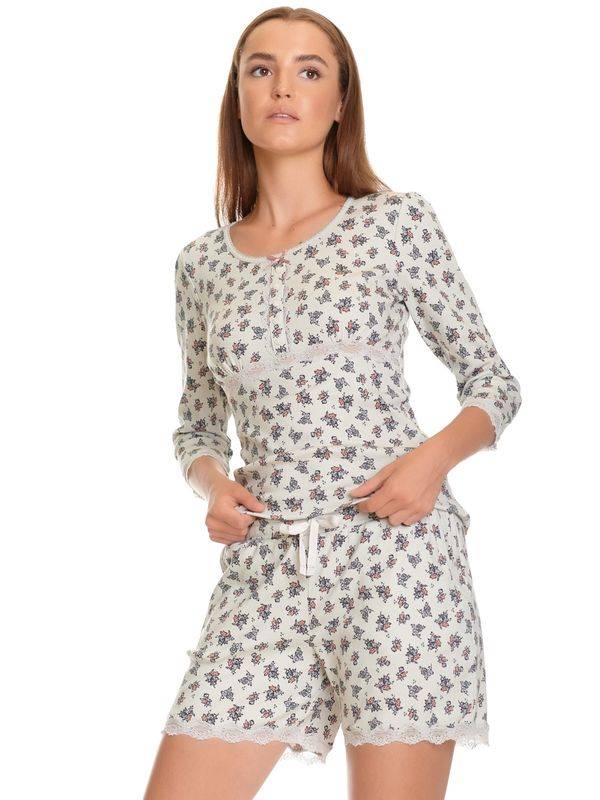 Nastrovje Potsdam Vive Maria Sugar Girl Damen Pyjama hellgrau allover Top Angebot