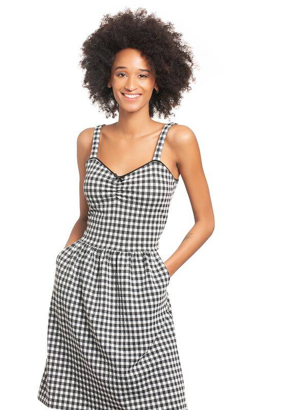 Nastrovje Potsdam Vive Maria Vichy Summer Damen Trägerkleid schwarz/creme Tiefpreis