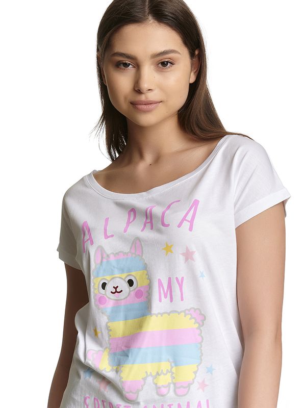 Nastrovje Potsdam Amufun Alpacasso Spirit Animal Damen Loose-Shirt weiss Speichern exportieren