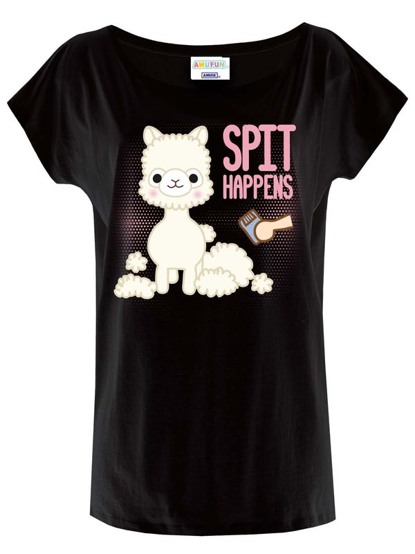 Nastrovje Potsdam Amufun Alpacasso Spit Happens Damen Loose-Shirt schwarz