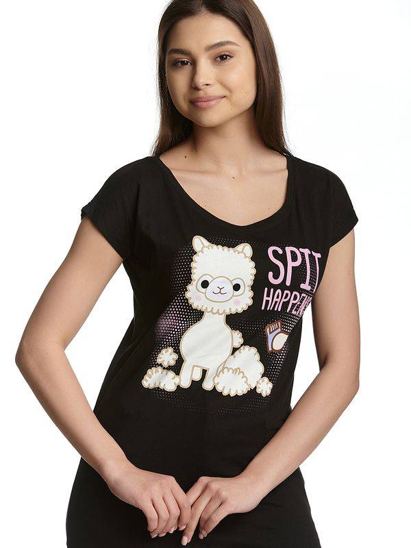 Nastrovje Potsdam Amufun Alpacasso Spit Happens Damen Loose-Shirt schwarz Black Friday Preise