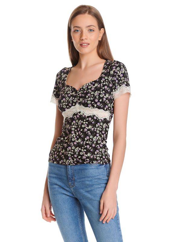 Nastrovje Potsdam Vive Maria Midnight Flower Damen T-Shirt schwarz allover Limitierter Zeitrabatt