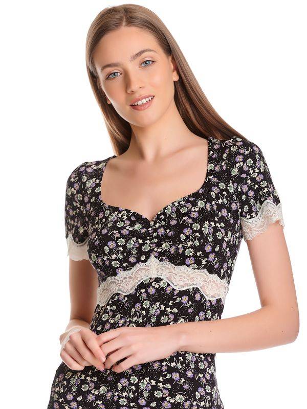 Nastrovje Potsdam Vive Maria Midnight Flower Damen T-Shirt schwarz allover Limitierter Zeitrabatt