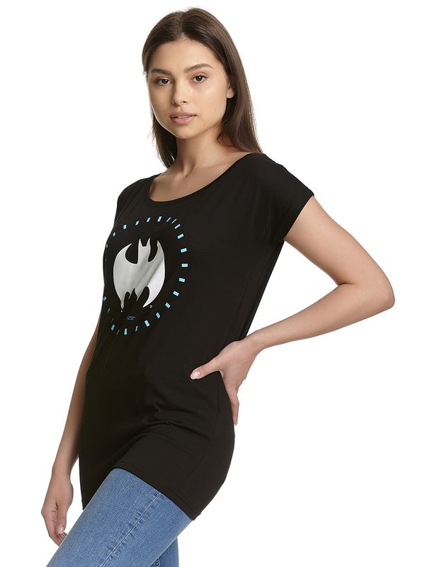 Nastrovje Potsdam Batman Circle Logo Damen Loose-Shirt schwarz Begrenztes Angebot