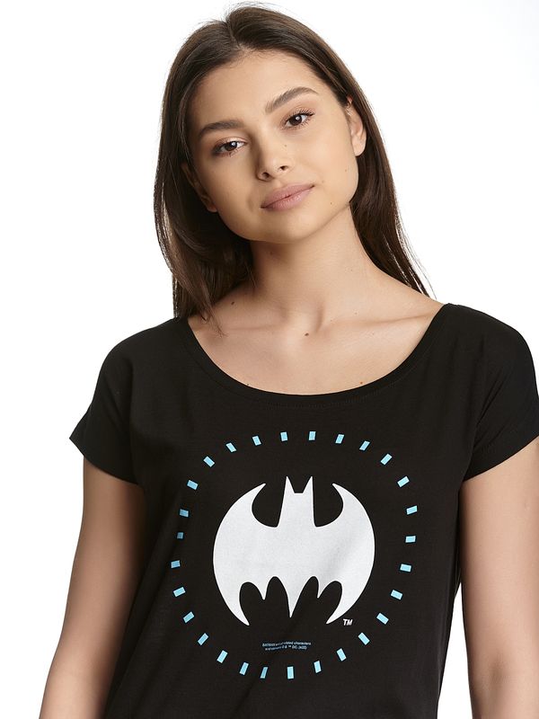 Nastrovje Potsdam Batman Circle Logo Damen Loose-Shirt schwarz Begrenztes Angebot