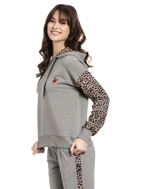 Nastrovje Potsdam Vive Maria Cosy Leo Damen Kapuzenpullover grau meliert/leo allover VIP-Rabatte