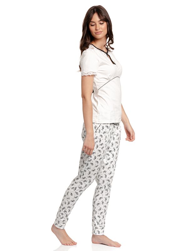 Nastrovje Potsdam Vive Maria Nostalgie Ripp Damen Pyjama creme/allover Letzte 2 Tage