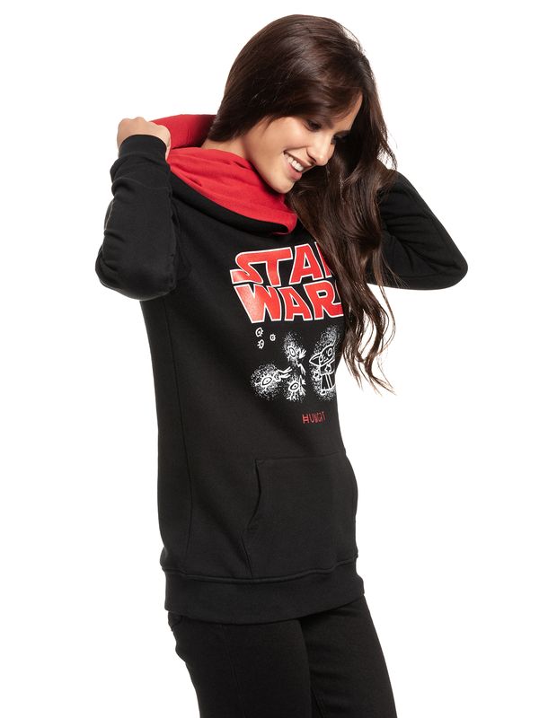 Nastrovje Potsdam The Mandalorian Grogu Hungry Damen Schalkragenpullover schwarz/rot Black Friday Preise