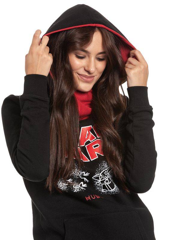 Nastrovje Potsdam The Mandalorian Grogu Hungry Damen Schalkragenpullover schwarz/rot Black Friday Preise