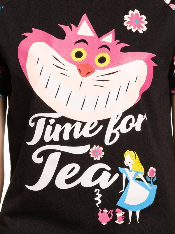 Nastrovje Potsdam Alice im Wunderland Tea Damen Pyjama schwarz allover Saisonschlussverkauf
