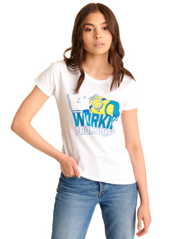 Nastrovje Potsdam Minions Workin&#039; From Home Damen T-Shirt weiss Cyber Monday