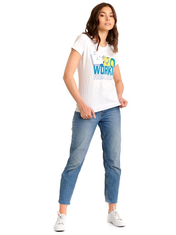 Nastrovje Potsdam Minions Workin&#039; From Home Damen T-Shirt weiss Cyber Monday