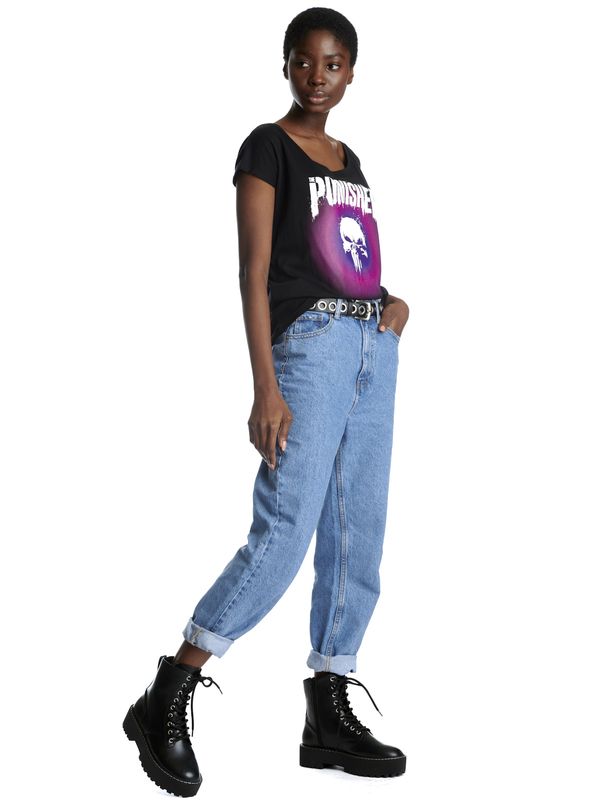 Nastrovje Potsdam The Punisher Psychedelic Warface Damen Loose-Shirt schwarz Vatertagsangebot