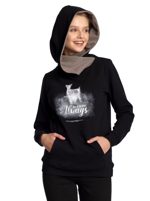 Nastrovje Potsdam Harry Potter Patronus Damen Schalkragenpullover schwarz/grau Zeitlich begrenztes Angebot