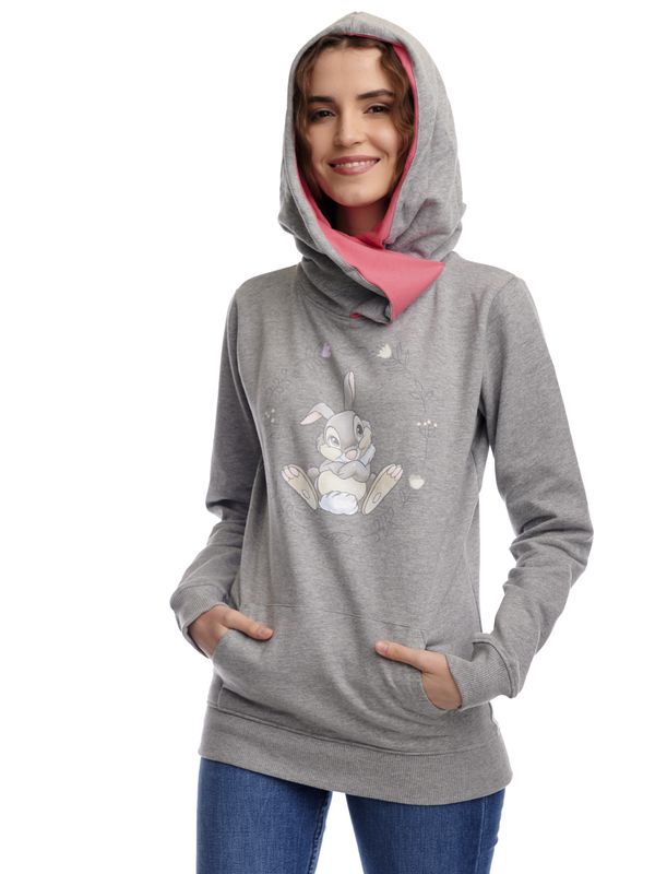 Nastrovje Potsdam Bambi Thumper Damen Schalkragenpullover grau meliert/pink Exklusive Angebote
