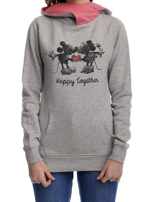Nastrovje Potsdam Disney Happy Together Damen Schalkragenpullover grau meliert/pink Blitzangebot