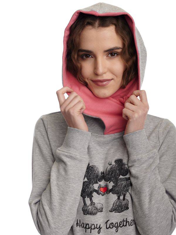 Nastrovje Potsdam Disney Happy Together Damen Schalkragenpullover grau meliert/pink Blitzangebot