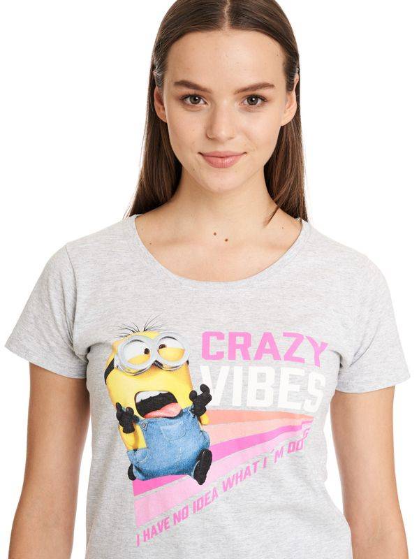 Nastrovje Potsdam Minions No Idea Damen T-Shirt grau meliert Saisonale Angebote