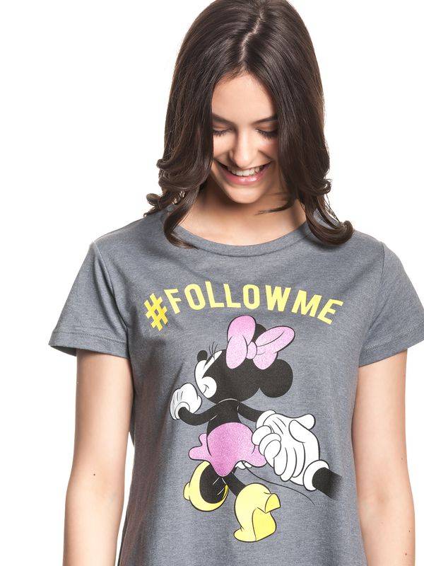 Nastrovje Potsdam Disney Mickey Mouse Follow Me Damen T-Shirt dunkelgrau Räumungsverkauf