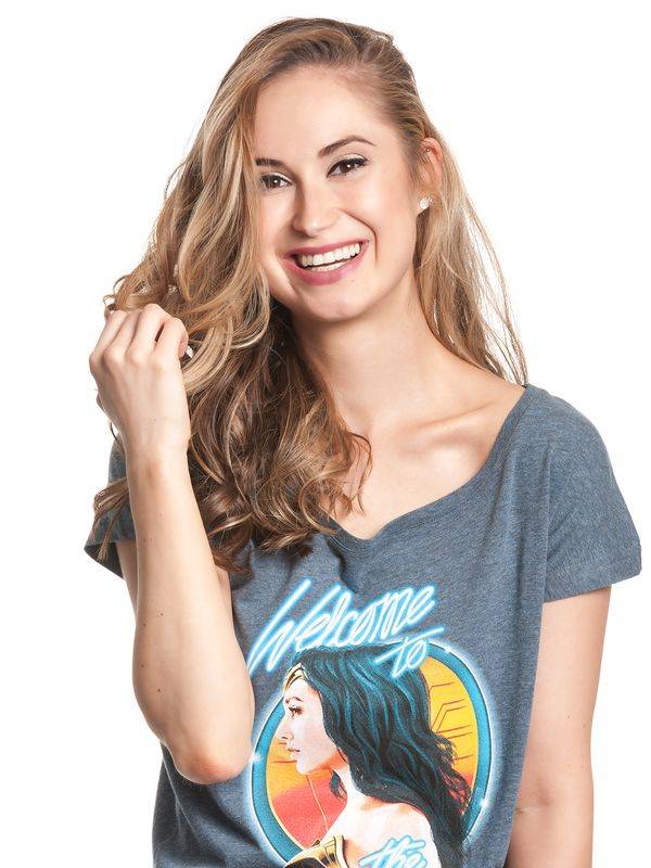 Nastrovje Potsdam Wonderwoman Welcome To 80&#039;s Damen Loose-Shirt blau meliert Tägliche Deals